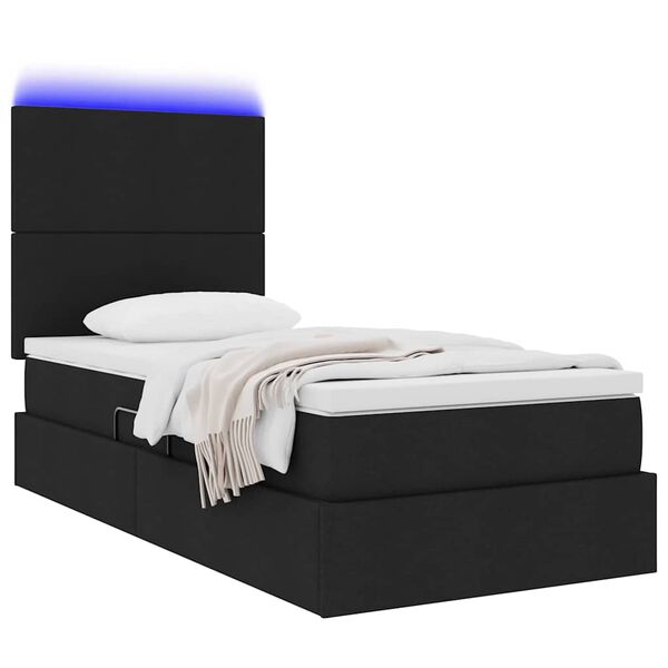 vidaXL Bett mit Stauraum und LED Schwarz 100 x 200 cm Polyester