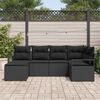 vidaXL Sofa Set mit Kissen mit Speicher 6 pcs Schwarz Poly-Rattan