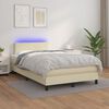 vidaXL Boxspringbett mit Matratze & LED Creme 120x200 cm Kunstleder