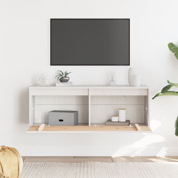 vidaXL Wandschrank Wei&szlig; 100x30x35 cm Massivholz Kiefer