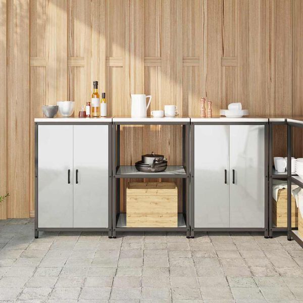 vidaXL Aufbewahrungsset f&uuml;r die K&uuml;che 3 pcs Silber Verzinkter Stahl