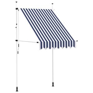 vidaXL Einziehbare Markise Handbetrieben 150 cm Blau/Wei&szlig; Gestreift