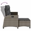 vidaXL Gartensofa mit Liegefunktion Kissen L-Form Grau Poly Rattan