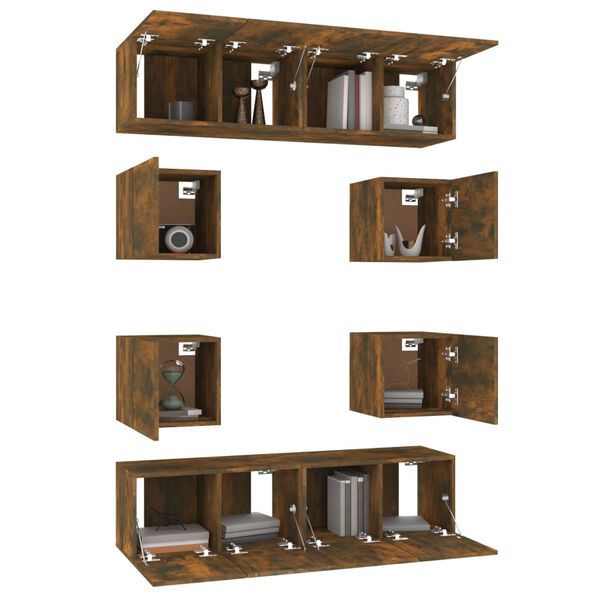 vidaXL 8-tlg. TV-Schrank-Set R&auml;uchereiche Holzwerkstoff