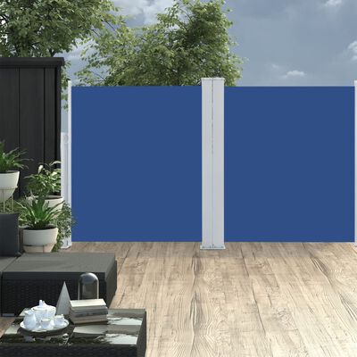 vidaXL Ausziehbare Seitenmarkise Blau 160 x 600 cm