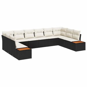 vidaXL Gartensofa-set mit Kissen 10 pcs Schwarz und Creme Polyrattan