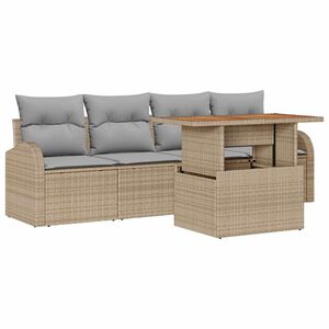 vidaXL Garten-Sofa-Set mit Kissen 5 pcs Beige und Hellgrau