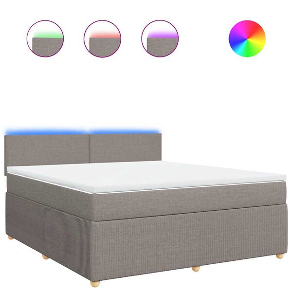 vidaXL Boxspringbett mit Matratze Taupe 180x200 cm Stoff