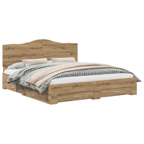 vidaXL Bettrahmen Artisan-Eiche 180 x 200 cm Holzwerkstoff