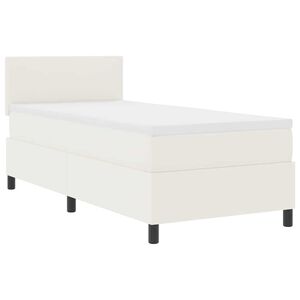 vidaXL LED Boxspringbett Creme und Wei&szlig; 100 x 200 cm Cordstoff