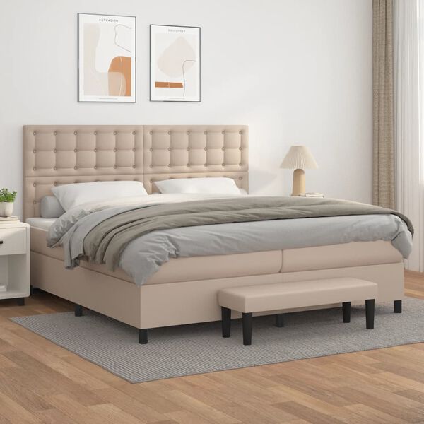 vidaXL Boxspringbett Matratze Cappuccino-Braun 200x200cm Kunstleder