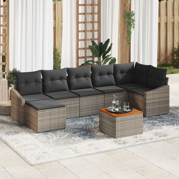 vidaXL Gartensofa-set mit Speicher 8 pcs Grau Poly-Rattan
