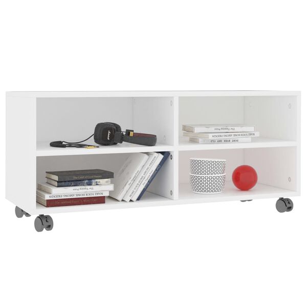 vidaXL TV-Schrank mit Rollen Weiß 90x35x35 cm Holzwerkstoff