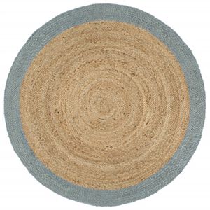 vidaXL Teppich Handgefertigt Jute mit Olivgr&uuml;nem Rand 180 cm
