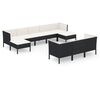 vidaXL 10-tlg. Garten-Lounge-Set mit Auflagen Poly Rattan Schwarz