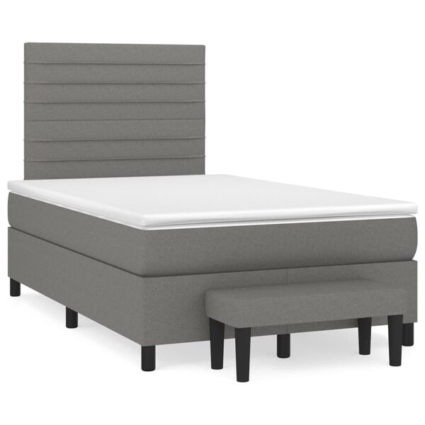 vidaXL Boxspringbett mit Matratze Dunkelgrau 120x200 cm Stoff