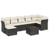 vidaXL 8-tlg. Garten-Sofagarnitur mit Kissen Schwarz Poly Rattan