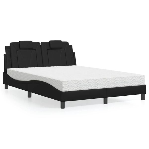 vidaXL Bett "Viana" mit Matratze Schwarz 120x200 cm Kunstleder