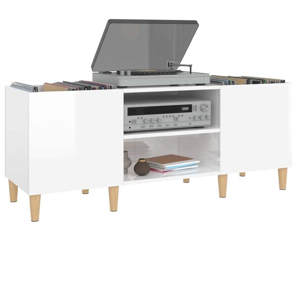 vidaXL Plattenschrank Hochglanz-Wei&szlig; 121x38x48 cm Holzwerkstoff