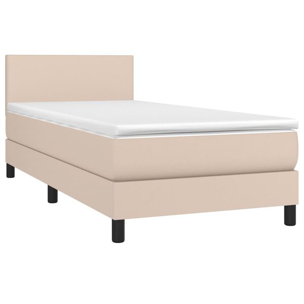 vidaXL Boxspringbett mit Matratze & LED Cappuccino-Braun 100x200cm