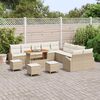 vidaXL Garten-Sofa-Set mit Kissen 14 pcs Beige Poly Rattan