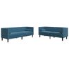 vidaXL 2-tlg. Chesterfield-Sofa-Set mit Nackenrollen Blau Samt