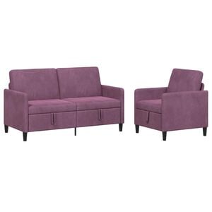 vidaXL Sofa Set mit Stauraum 2 stk. Lila Polyester