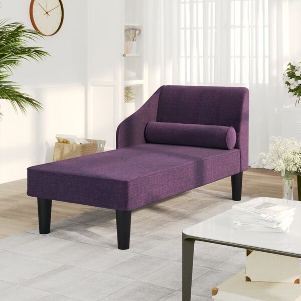 vidaXL Chaiselongue mit Nackenrolle Lila Stoff