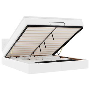 vidaXL Ottoman-Bett mit Matratzen & LEDs Reinwei&szlig; 160x200cm Kunstleder