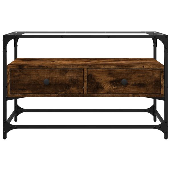 vidaXL TV-Schrank mit Glasplatte R&auml;uchereiche 80x35x51cm Holzwerkstoff