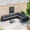 vidaXL Gartensofa-set mit Kissen 10 pcs Schwarz Stahl