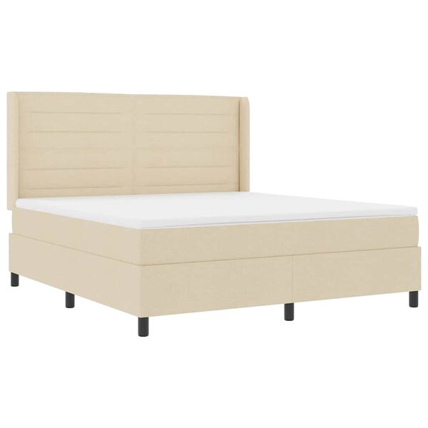 vidaXL Boxspringbett mit Matratze Creme 200 x 180 cm Stoff