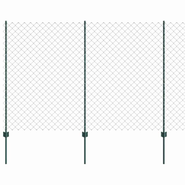 vidaXL Zaun mit Pfosten Gr&uuml;n 1,5 x 25 m Stahl