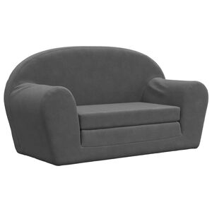 vidaXL Kinder-Schlafsofa 2-Sitzer Anthrazit Weicher Pl&uuml;sch
