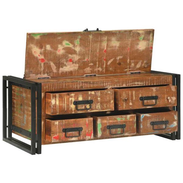 vidaXL Couchtisch mit Schubladen Mehrfarbig Massives upgecyceltes Holz