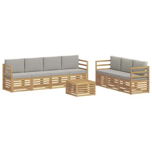 vidaXL Sofagarnituren 8 stk. Wei&szlig; und Hellgrau Polyester