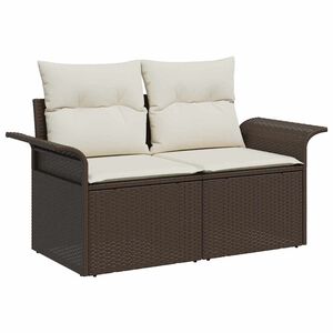 vidaXL Gartensofa mit Kissen Braun 141 x 62 x 69cm Poly-Rattan