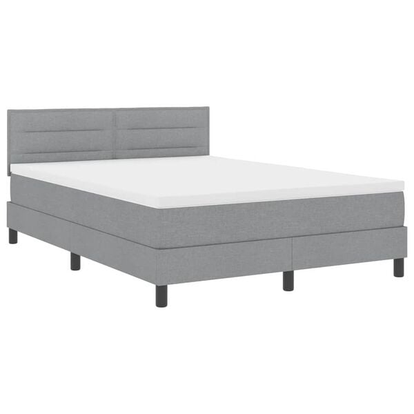 vidaXL Boxspringbett mit Matratze Hellgrau 140 x 190 cm Stoff