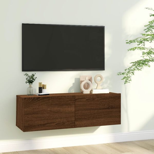vidaXL TV-Wandschrank Braun Eiche 100x30x30 cm Holzwerkstoff