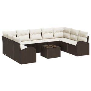 vidaXL Gartensofa-set mit Kissen 10 pcs Braun und Wei&szlig; Poly-Rattan