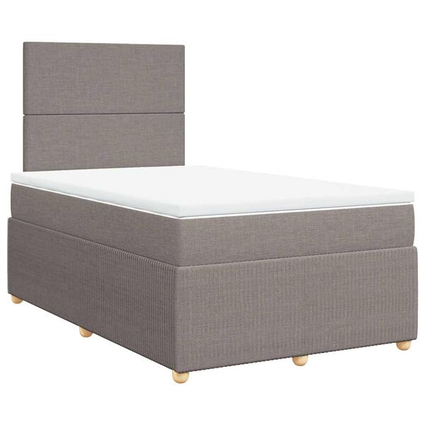 vidaXL Boxspringbett mit Matratze Taupe 120x190 cm Stoff