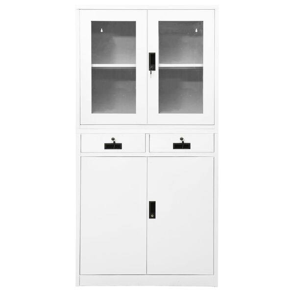 vidaXL Büroschrank Weiß 90x40x180 cm Stahl und Hartglas