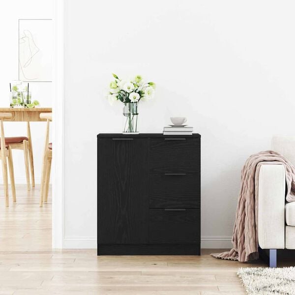 vidaXL Sideboard Schwarz Eichen-Optik 60 x 30 x 70 cm Holzwerkstoff