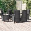 vidaXL 7-tlg. Garten-Essgruppe mit Kissen Schwarz Poly Rattan