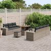 vidaXL Gartensofa-set mit Kissen 10 pcs Grau Poly-Rattan