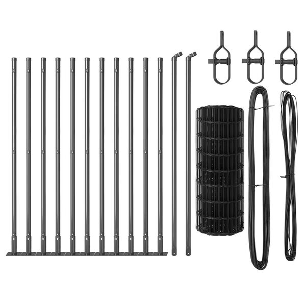 vidaXL Zaun mit Pfosten Grau 0,4 x 25 m Stahl und PVC