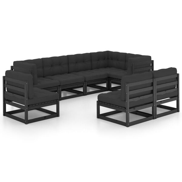 vidaXL 8-tlg. Garten-Lounge-Set mit Kissen Massivholz Kiefer