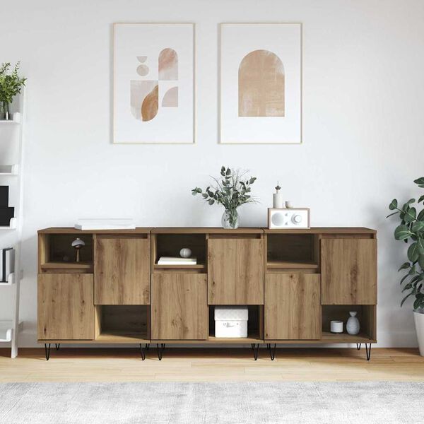vidaXL Sideboard 3 pcs Artisan-Eiche 60 x 35 x 70 cm