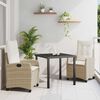 vidaXL Garten Essgruppe mit Kissen 3 pcs Beige Poly-Rattan