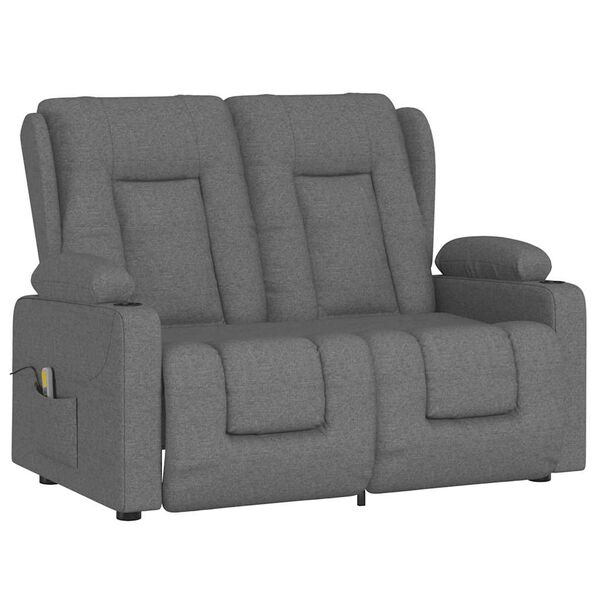 vidaXL 2-Sitzer Massagesessel mit Getränkehalter Hellgrau Stoff